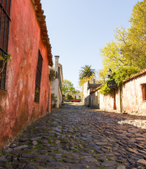 Street of Sighs, in the historic center, a World Heritage Site by Unesco in 1995. The houses are from the 18th century. Uruguayan city of Colonia del Sacramento