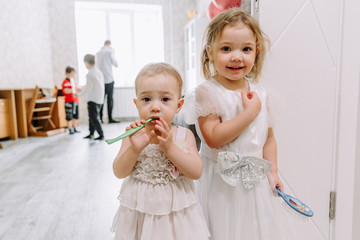 two little girls at a children's birthday party