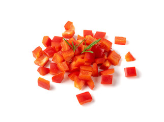 Chopped paprika or red sweet pepper cuts isolated