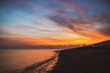 Fototapeta na wymiar Amazing sunrise on Bali island. Indonesia