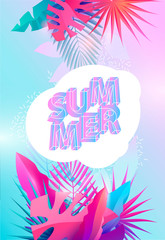 Summer tropical design. Floral poster