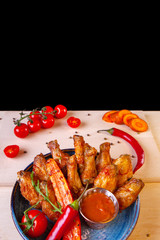 meat dish on a plate with vegetables and spices