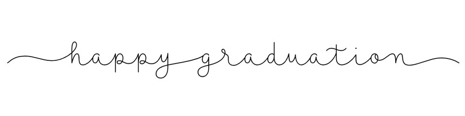 HAPPY GRADUATION black vector monoline calligraphy banner with swashes