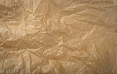 Sheet of Brown Thin Crumpled Craft Paper Background