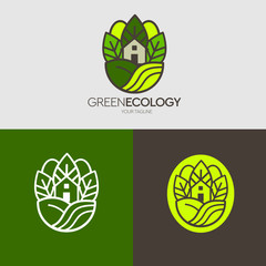 Green ecology vector logo illustration.Good for nature atmosphere, green apartment and any resident logo.
