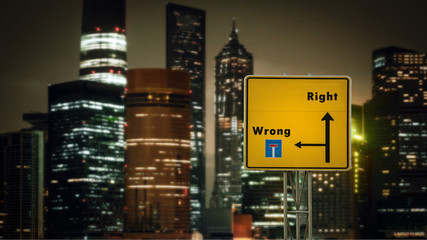 Street Sign to Right versus Wrong