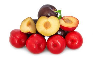 plums on a big background, isolate. bright plums black or red without background.