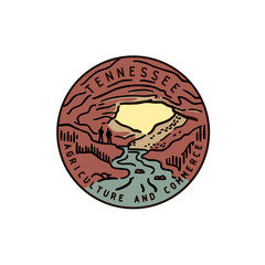 vector round handmade label. Tennessee. Cave