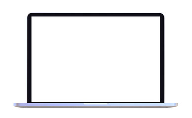 front view of laptop with blank screen - isolated white background