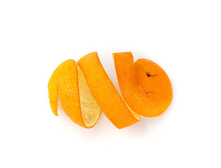Dry Orange Peel or Zest Isolated on White Background
