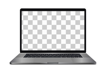 Modern laptop with transparent screen. Realistic mockup for your screen design, and product presentation.