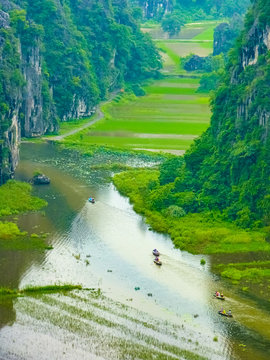 View on Tam Coc river from the top of  Hang Mua Pagoda in Ninh Binh, Vietnam