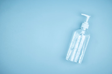 hand sanitizer alcohol gel pump bottle copy space