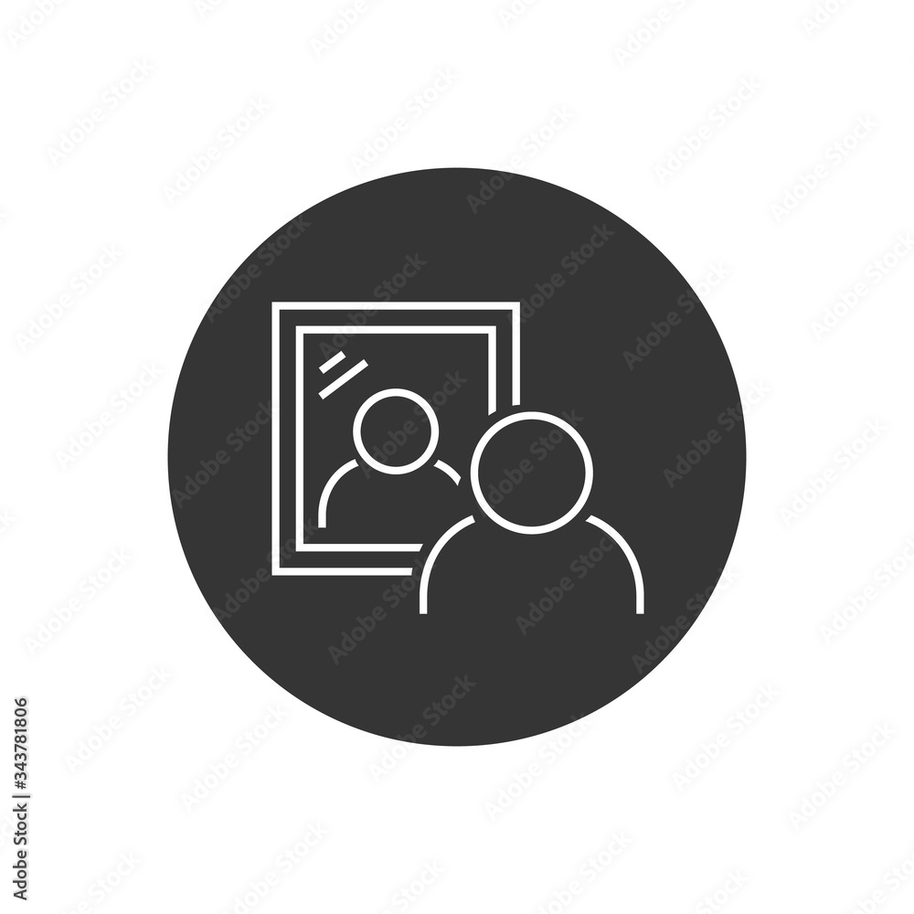 Poster man standing in front of a mirror. vector
