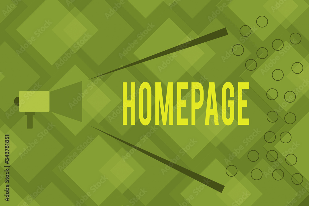 Poster writing note showing homepage. business concept for the introductory page of a website table of cont