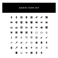 music audio vector icons set with glyph style design