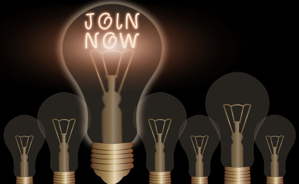 Conceptual hand writing showing Join Now. Concept meaning An invite to a demonstrating or a friend to become a member of the group