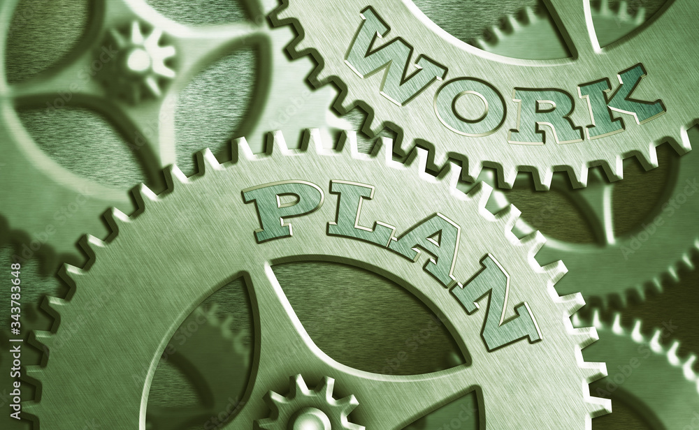 Poster writing note showing work plan. business concept for project to be accomplished and outlines how it 