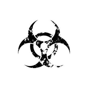 Black vector biohazard symbol isolated on white background.