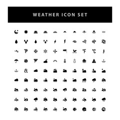 weather vector icon set with glyph style design