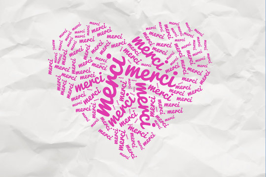 Nuage de mots merci avec un c&oelig;ur