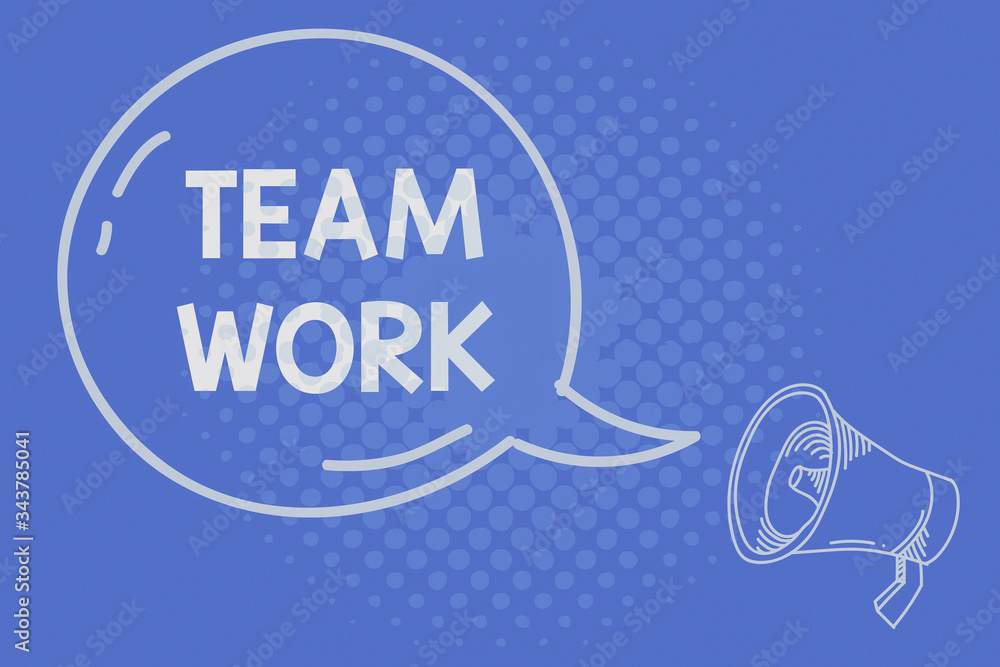 Poster text sign showing team work. business photo showcasing combined action of a group workgroup cooperat
