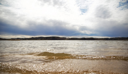 river or lake shore in summer