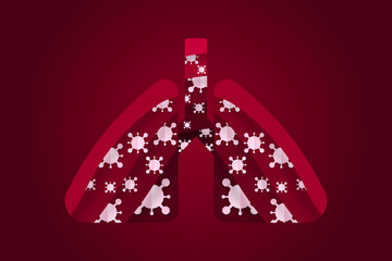 Lung is infected by coronavirus. Concept covid-19 with severe respiratory system viral infection.