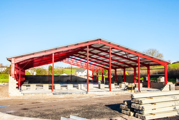 Fototapeta na wymiar steel structure for further construction on building plot