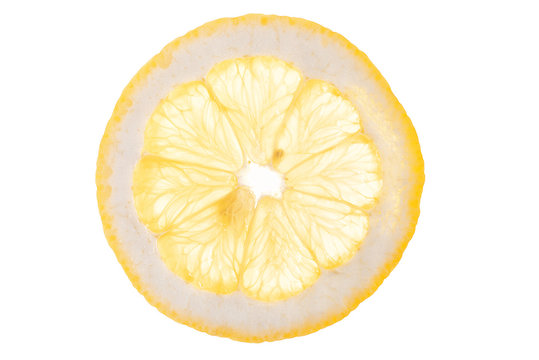 slice of lemon on a white background