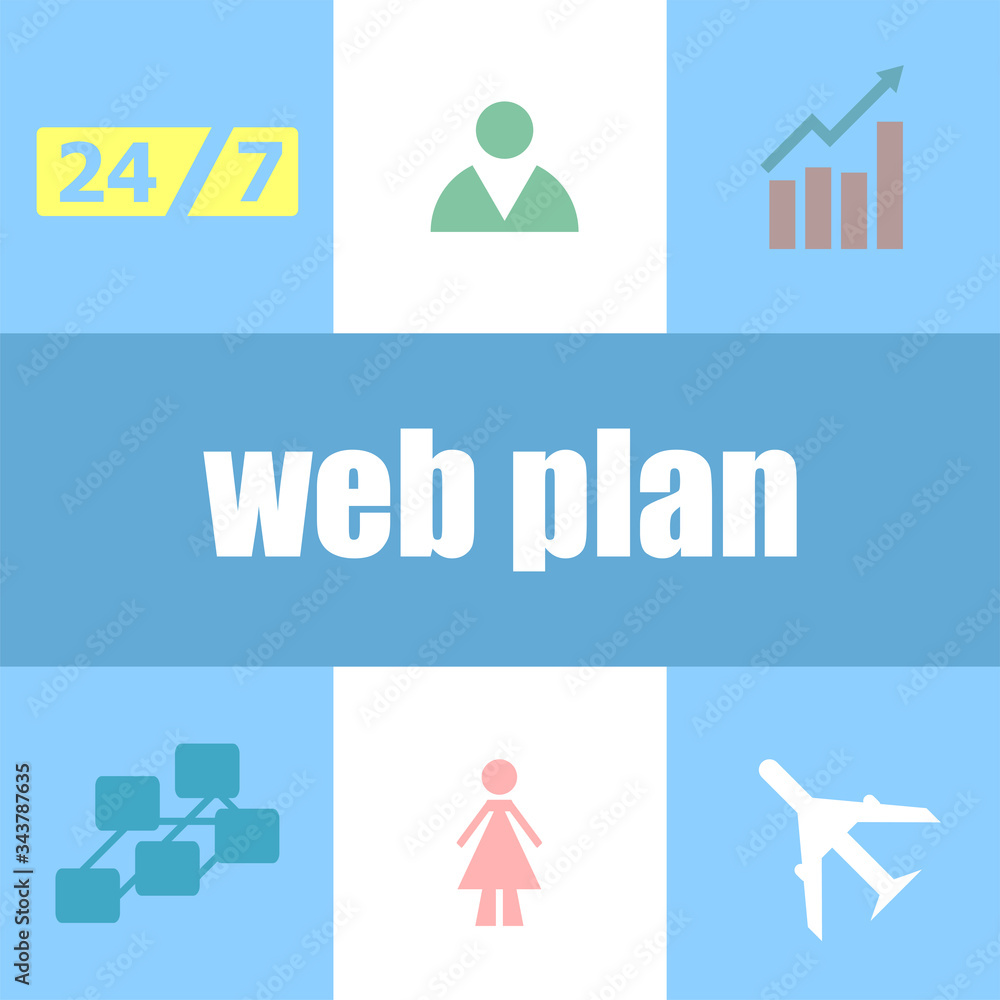 Poster words web plan. business concept . infographic dashboard ui interface template