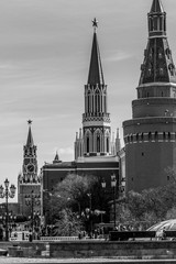 Russia. View of the Moscow Kremlin. Walk around Moscow on a cloudy day.