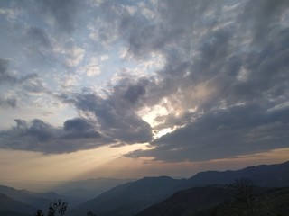 clouds over the mountains in evening of nagaland india