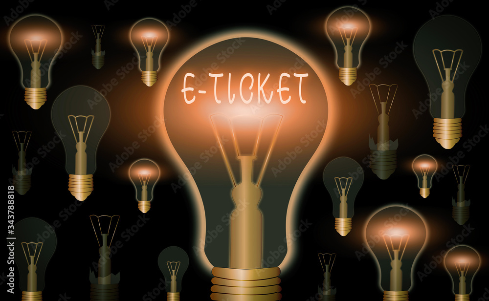 Poster conceptual hand writing showing e ticket. concept meaning digital ticket that is as valid as a paper