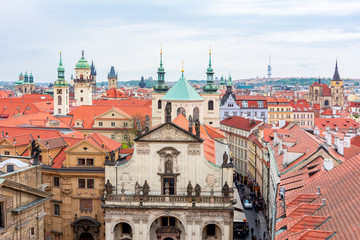 Naklejka na ściany i meble Prague cityscape with old town architecture, Czech Republic
