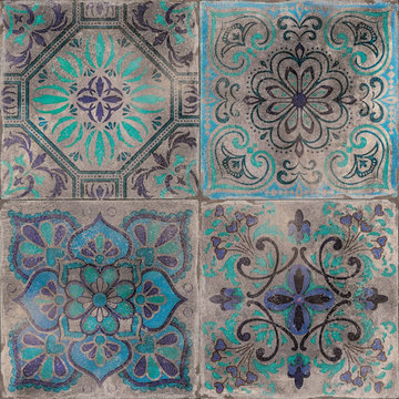 Traditional portuguese ceramic tile, moroccan pattern tile, old portugal tile