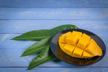 Mango with green leaves. The premium quality Mango (Nam Dok Mai) from thailand