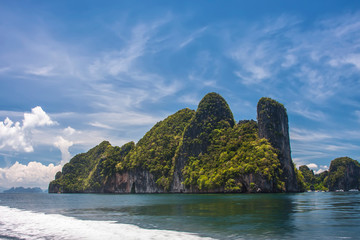 Rocks and mountains on the islands of the Andaman Sea