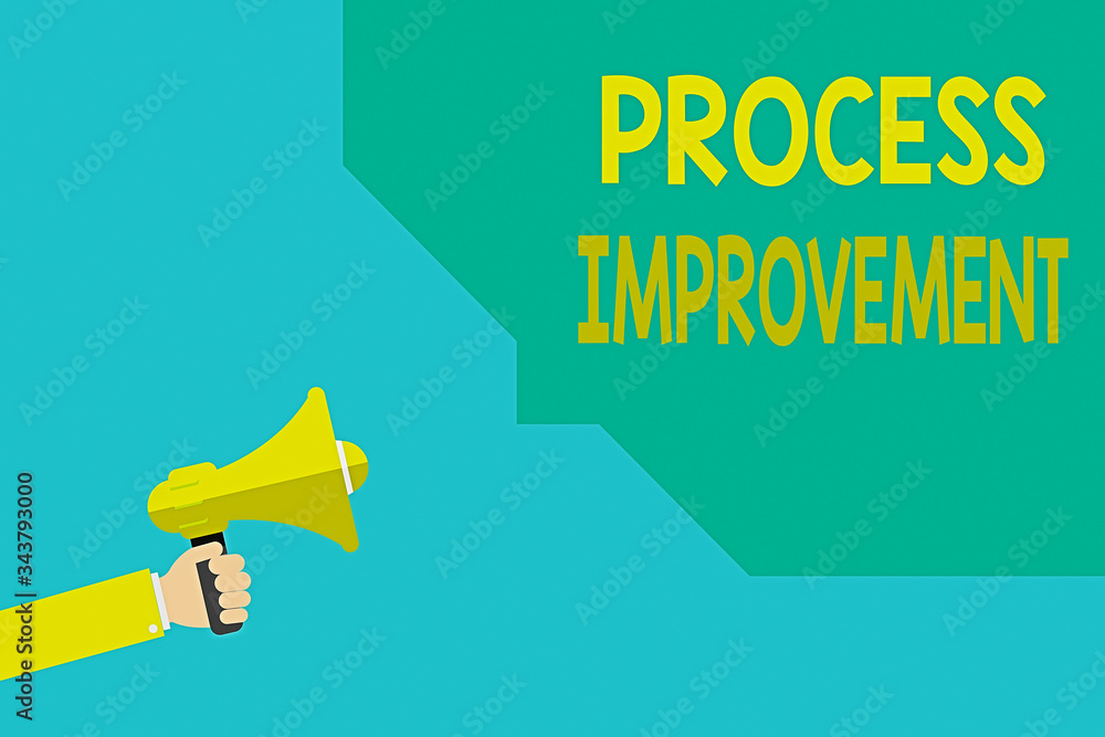Poster writing note showing process improvement. business concept for optimization meet new quotas standard