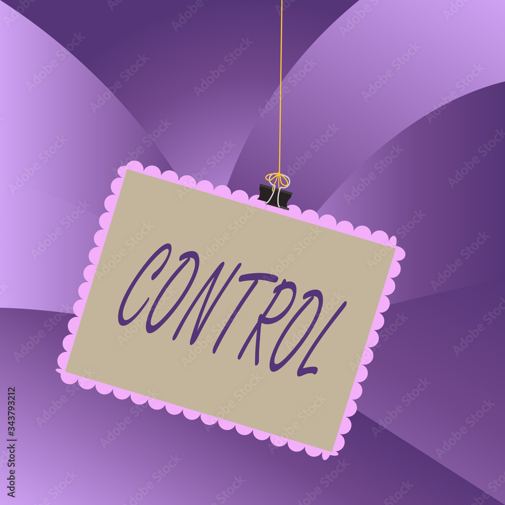 Poster handwriting text control. conceptual photo power to influence direct behavior actions course of even