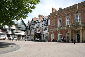 Fototapeta na wymiar The town centre in Evesham, Worcestershire, UK