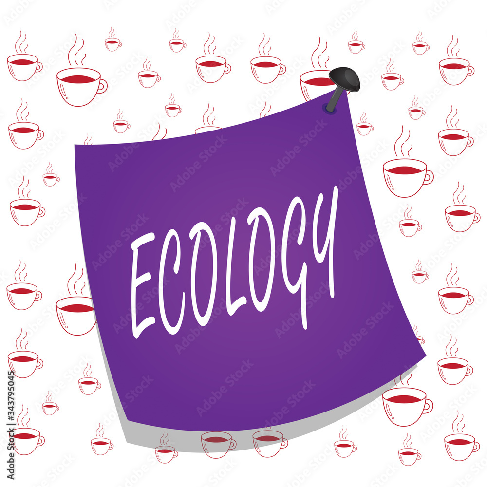 Poster writing note showing ecology. business concept for branch of science relation organisms environment 