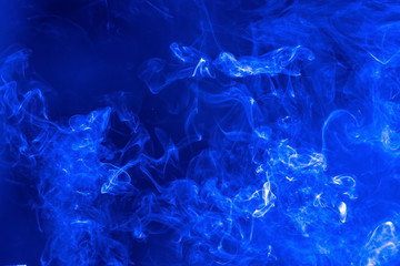 Abstract Smoke on black Background, blue colour.