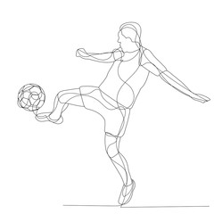Fototapeta na wymiar white background, soccer player with ball sketch