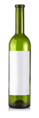empty bottle of wine with label isolated on a white background