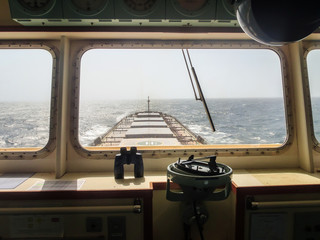 View from the bridge of a bulk carrier 