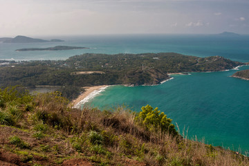 Fototapeta na wymiar View from the mountain to the sea and the beach