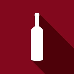 Wine bottle icon with long shadow. Vector illustration