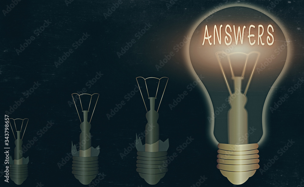 Poster writing note showing answers. business concept for reactions responses to questions statements or si