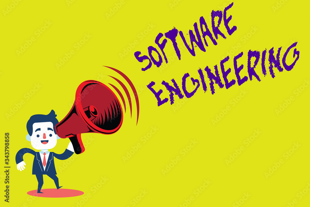 Poster handwriting text software engineering. conceptual photo program development in systematic quantifiab